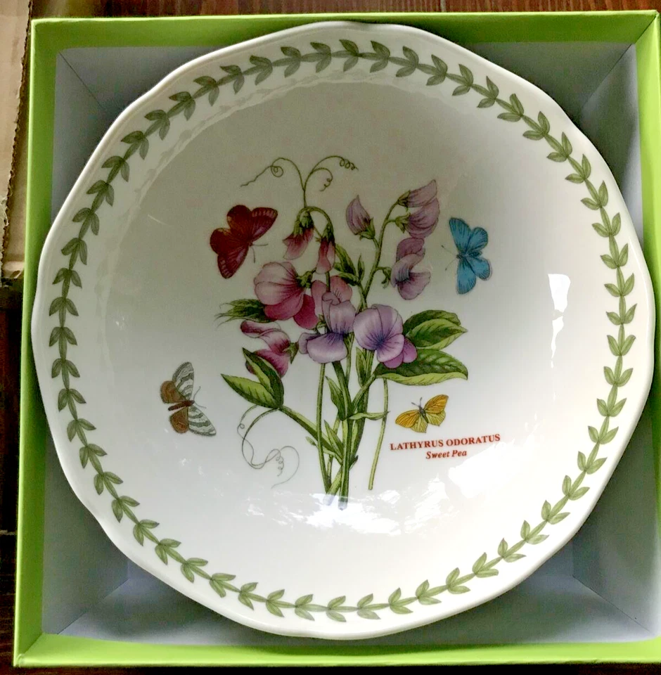 Portmeirion Botanic Garden Scalloped Edge 7" Footed Bowl Sweet Pea Bg77266x