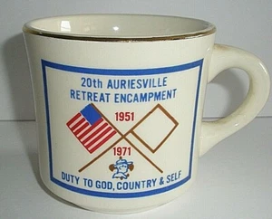Vintage Auriesville NY Retreat Encampment Mug 1971 Boy Scouts of America CE - Picture 1 of 6