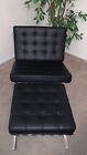 Barcelona Style chair and ottoman Black Aniline Leather Mid century Modern