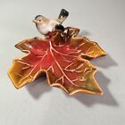Creative Co-Op Bird on Maple Leaf Trinket/Candy Dish Figurine Bowl