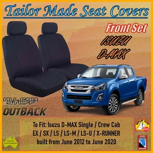 Black Canvas Front Seat Covers for Isuzu D-MAX (DMAX): from 06/2012 to 06/2020 - Picture 1 of 9