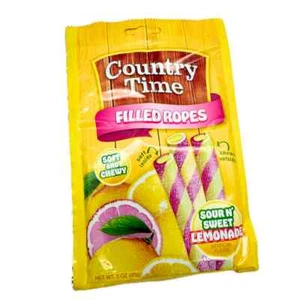 Country Time 3 oz. SOUR N SWEET LEMONADE Filled Ropes Soft & Chewy Candy BB 3/26 - Picture 1 of 1