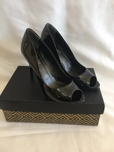 Charles By Charles David Black Patent Riva Peep Toe Heels - Size 8.5M - Picture 1 of 7