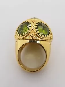 Rebecca Hydro Green Glass "Peridot Color" Domed Ring ~ Size 6 - Picture 1 of 5