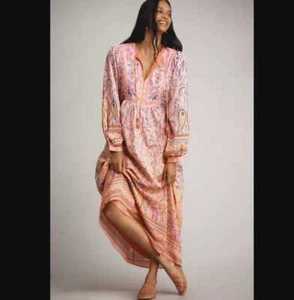 Maxi abito M Farm Rio x Anthropologie manica lunga rosa stampa floreale nuovo - Foto 1 di 11
