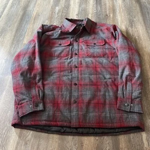 Rugged Elements Mens Plaid Flannel Shacket Jacket XXL Red Gray Lined Snap Up - Picture 1 of 11