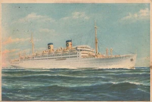 CARTOLINA Home Lines, m/s Italia, Postata in Mare, 19 giugno 1955 - Foto 1 di 2