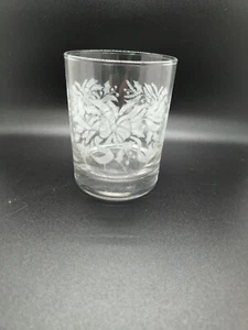 Holiday White Etched Bow High Ball Tumbler Glass 4.25'' tall Christmas - Picture 1 of 4