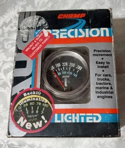 NOS CHAMP PRECISION WATER TEMPERATURE GAUGE LIGHTED COMPLETE KIT PART NO. 7-155 - Picture 1 of 7