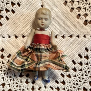 Antique Nippon Porcelain Bisque Doll, with Moveable Arms Legs 5” - Picture 1 of 8