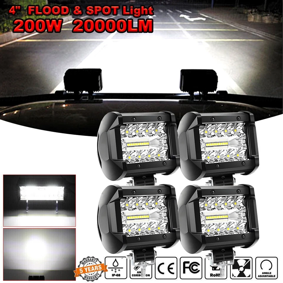 2pcs 7inch Flood LED Pods Light Bar Offroad Grille UTV Fog Truck GMC 12v VS Spot