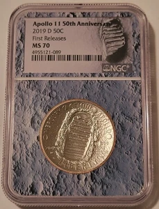 2019 D Apollo 11 50th Anniversary Commemorative Half Dollar MS70 NGC FR Frame - Bild 1 von 2
