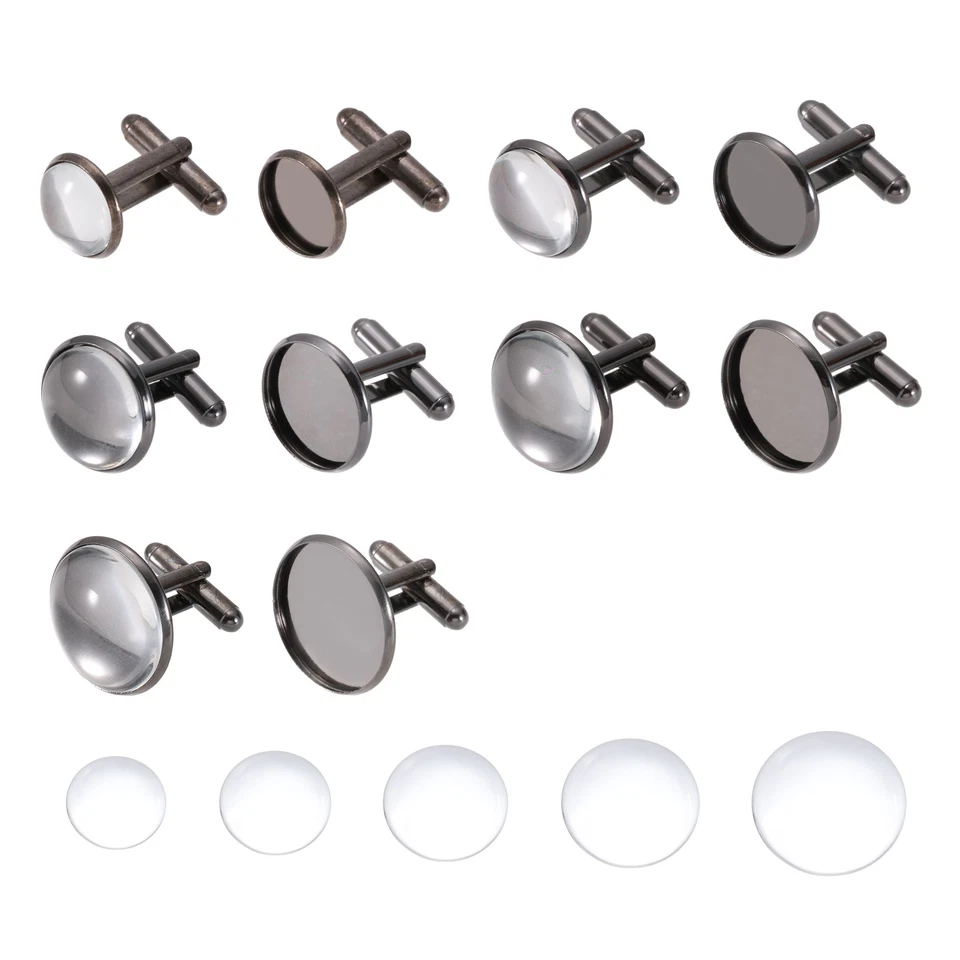 Kit de gemelos en blanco de latón 14/16/18/20/22 mm con piedras preciosas - 10 piezas (gris negro) Foto 1 de 4