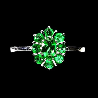 925 Sterling Silver Ring Oval Green Topaz 6x4mm Natural Gemstone Jewelry Size 8 - Image 1 of 4