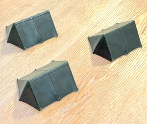 3 Vintage 60er Jahre Marx Spielset Weichgummi Grün Armee Welpen Zelte - Bild 1 von 7