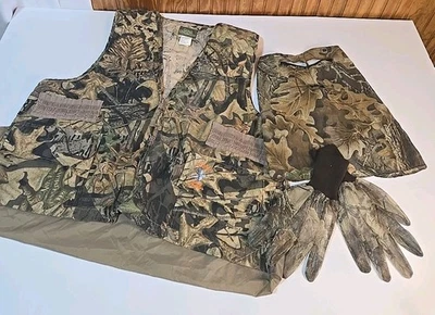 Quail Unlimited Vest Mask Gloves Set XL Mossy Oak Forest Floor Camo - Image 1 of 4