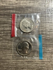 1973 P & D Mints Uncirculated Washington Quarters in Original Mint Cello - Picture 1 of 1