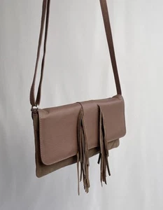 Schultertasche Leder/Wildleder Damen kleine Umhängetasche in rose / altrosa - Bild 1 von 11