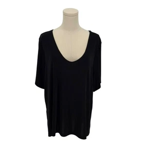 Jaclyn Smith Black V-Neck Short Sleeve Relaxed Fit Top (Est Size 1X) - Picture 1 of 3