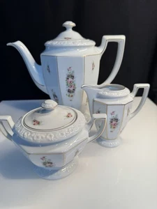 Rosenthal Classic Rose Maria Poesie Kaffeekanne, Milch und Zucker Topzustand - Bild 1 von 6