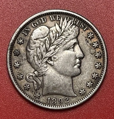 1892 P Barber Silver Half Dollar, XF. - Image 1 of 3