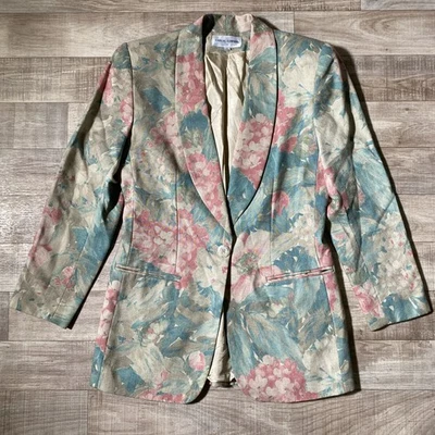 Blazer Chaqueta Esquina Informal Vintage Algodón Multicolor Floral Talla 4 Clásico Foto 1 de 4