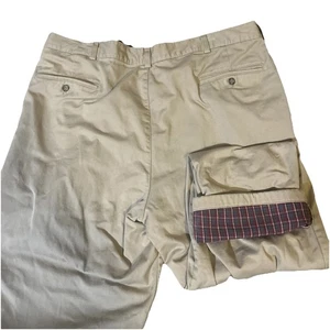 LL Bean Vintage Men’s Pants 42x32 Red Flannel Lined Cabincore Outdoors Khaki - Picture 1 of 7