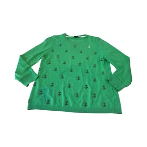 Talbots Damen XLP Kelly grün Rundhalsausschnitt Anker Perlendetails Pullover Sweater - Bild 1 von 5