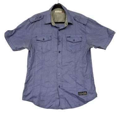 Sovereign Code Shirt Mens Large Blue Champion Short Sleeve Button Front Casual - Image 1 of 4
