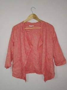 See Saw Ladies Linen Red 3/4 Sleeve L/Weight Jacket w/Pockets Size 8 EUC - Picture 1 of 4