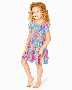 Lilly Pulitzer Girls Mini Geanna Swing Dress Tiered Printed S 4-5 Years 281217 - Picture 1 of 6