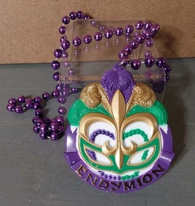 Endymion Mardi Gras Maschera Perline Viola Verde - Foto 1 di 1
