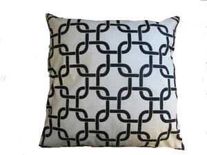 Geometric 2 Pack Cushion Covers 45x45 White/ Black Chain Scatter Cushion Cover - Picture 1 of 7
