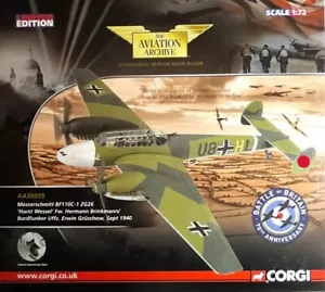 Corgi 1:72 AA38505 Messerschmitt Bf 110C-1 ZG 26 "Horst Wessel" Fw. H. Brinkmann - Imagen 1 de 13
