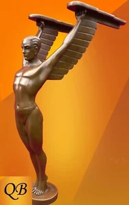 BRONZE FIGURINE ART DECO SCULPTURE STATUE HOT CAST ICARUS NUDE GREEK MALE FIGURE - Picture 1 of 8