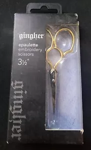 New Gingher Epaulette Embroidery Scissors 3 1/2" 220460-1101 gold Free Shipping - Picture 1 of 1