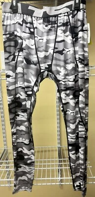 TSLA Men's Compression Pants/ Leggings Sports Gear Gray Camo Size 2XL New - Image 1 of 4