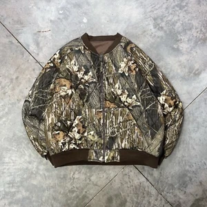 Vintage Realtree Camo Bomber Jacket Workwear Lined 90s Boxy Fit Reversible - Picture 1 of 6