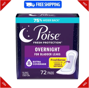 Poise Incontinence Pads & Postpartum Overnight Incontinence Pads,72 Ct - Picture 1 of 8