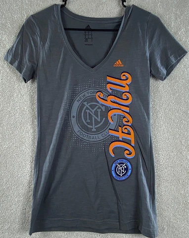 New York City FC MLS New T Shirt Adidas Size Small Gray womens Graphic T-shirt Cover