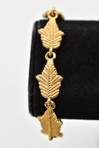 Givenchy Bracciale Vintage Foglia Oro Spazzolato Testurizzato Opaco Anni 80 Firmato Bin4 - Foto 1 di 16