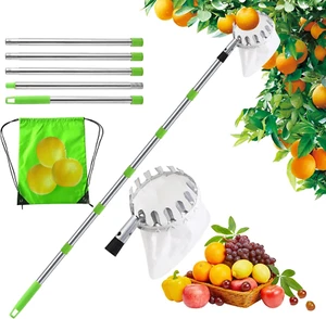 2M Raccogli Frutta Telescopico,Raccoglitore Di Frutta Con Sacchetto Di Cotone Ø1 - Foto 1 di 7