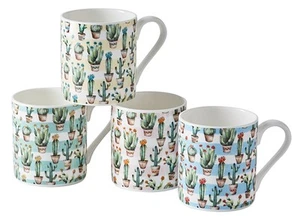 Juego de 4 tazas de amor de cactus hueso fino china azul verde rosa amarillo cactus hechas en el Reino Unido - Imagen 1 de 5