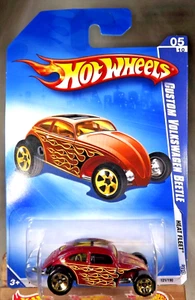 2009 Hot Wheels #121 Heat Fleet 5/10 CUSTOM VOLKSWAGEN BEETLE Maroon Solid-Rear - Picture 1 of 6