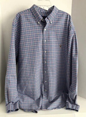 Ralph Lauren Mens Shirt 2XLT Long Sleeve Blue Tatterstall Check Multi Color Pony - Image 1 of 4