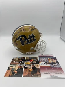 Jim Covert Pittsburgh Panthers Signed Mini Helmet JSA CHOF A.A . Inscriptions - Picture 1 of 1