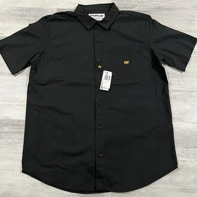 Caterpillar Shirt Mens Large Solid Black Short Sleeve Button Up Outdoor MSRP $60 - Image 1 of 4