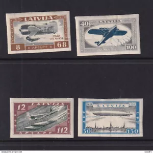 Latvia 1933 Air Post Zeppelin Signed Imperf MH CV 250 euro 15410 - Picture 1 of 3