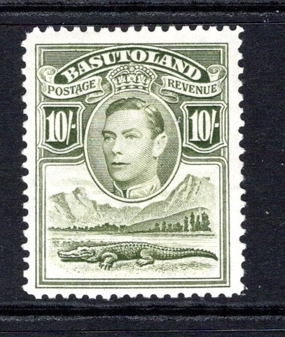 (363)     Basutoland KGVI 1938 10s Olive Green SG28 M/Mint Cover