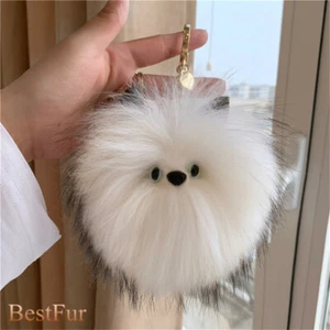 Llavero de 15 cm/6" grande mapache real pompón bola bolso teléfono colgante borlas - Imagen 1 de 18